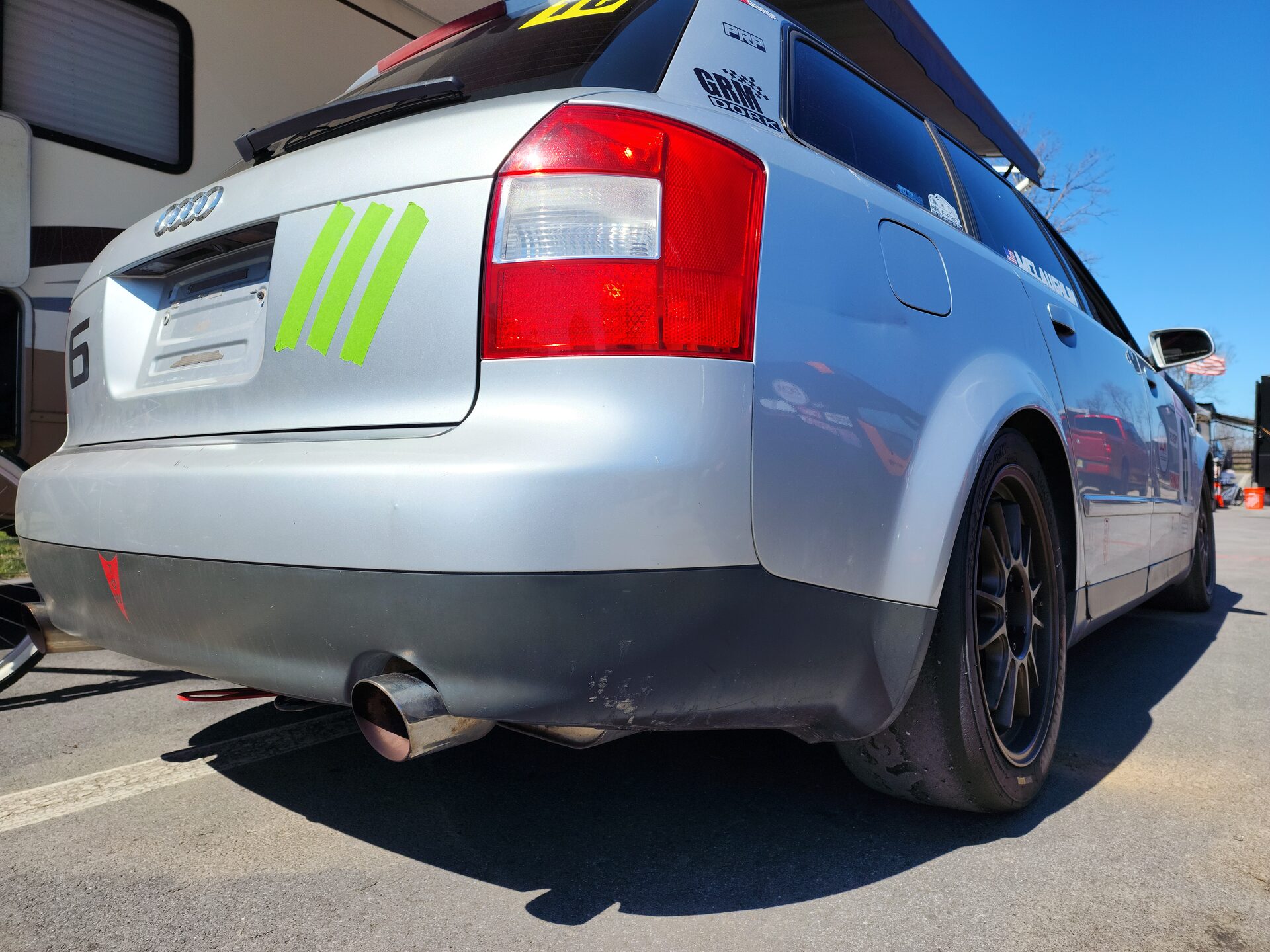 Audi A4 Avant rear view in the paddock